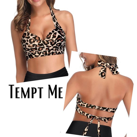 Tempt Me Vintage Retro Style Leopard Bikini Push-up With Tags Size Small - Picture 1 of 3